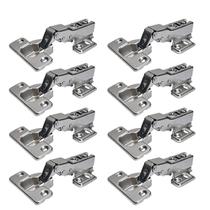 Kit 8 Dobradiça 35Mm Curva Pistão Amortecedor Calço Slide On