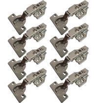 Kit 8 Dobradiça Reta 35Mm Com Pistão Calço 3D Clip On 4 Par