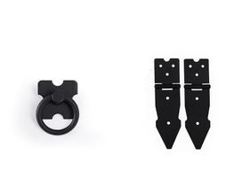 Kit 8 Dobradiças L116 + 5 Puxadores Argola Preto