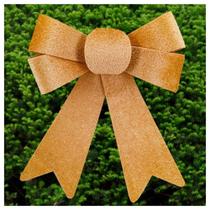 Kit 8 Enfeite árvore Natal Laço Dourado 17,5cm