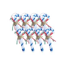 Kit 8 Enfeites Para Arvore De Natal Bengala Cor Azul 12Cm