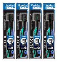 Kit 8 Escova Dental Pro Black Jadepro Ponta Ultra Fina Macia