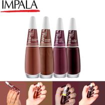 Kit 8 Esmalte Impala Tons Laranjas e Roxo Cremoso Esmaltes Atacado