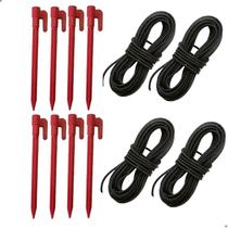 Kit 8 Estaca + Elástico p/ Gazebo Barracas Gancho Praia Camping Cor:Vermelho