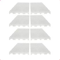 Kit 8 Estrado Piso Pallet Plástico Resistente 25x50 Branco Kit 8 Estrado Piso Pallet Plástico Resistente 25x50 Branco