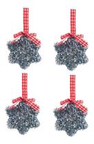 Kit 8 Estrela Brilhante Prata Pendente Laço Árvore Natal Kit 8 Estrela Brilhante Prata Pendente Laço Árvore Natal