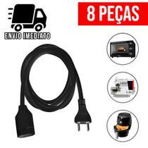 Kit 8 Extensão Elétrica Prolongador Extensor de Cabo 2 Metros Bivolt 110v e 220v