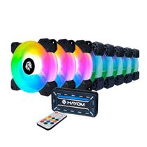 Kit 8 Fans Hayom Led RGB 120mm C/ Controladora - FC1306