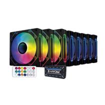Kit 8 Fans Hayom RGB 120mm C/Controladora Preto - FC1308 Kit 8 Fans Hayom RGB 120mm C/Controladora Preto - FC1308