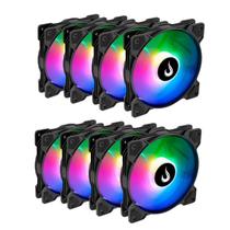 Kit 8 Fans Rise Mode X Led Rainbow 120mm Preto - RM-XLD-RBW-8 Kit 8 Fans Rise Mode X Led Rainbow 120mm Preto - RM-XLD-RBW-8
