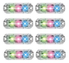 Kit 8 Faróis 3 Leds Strobo Automotivo Carro Ajk Rgb 6w Kit 8 Faróis 3 Leds Strobo Automotivo Carro Ajk Rgb 6w