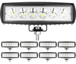 Kit 8 Farol De Milha 6 Leds Branco Frio 6000k 12v 24v Barra Linear Auxiliar Combo Universal Carro Moto Trilha Off Road