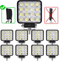 Kit 8 Farol de Milha Quadrado Auxiliar Super Forte Caminhonete Caminhões Trator Jeep 48w 16 Led 12v 24v Bivolt Universal