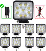 Kit 8 Farol Milha 9 Led 27w 12v/24v Quadrado Off-road 6000k Trilha Carro Jeep Atv Suv Trator Caminhões Moto Universal Kit 8 Farol Milha 9 Led 27w 12v/24v Quadrado Off-road 6000k Trilha Carro Jeep Atv Suv Trator Caminhões Moto Universal