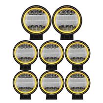 Kit 8 Farol Milha Led Redondo 72w Pisca Âmbar Seta 10-36v Kit 8 Farol Milha Led Redondo 72w Pisca Âmbar Seta 10-36v