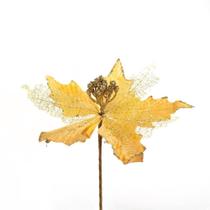 Kit 8 Flores Cabo Artificial Decoração De Natal Brilho 25cm Kit 8 Flores Cabo Artificial Decoração De Natal Brilho 25cm