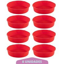 Kit 8 Formas Redonda de Silicone Sortida Bolos Sobremesa