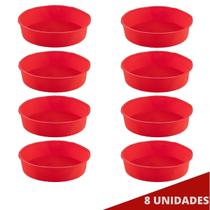 Kit 8 Formas Silicone 24cm Redonda Sortida Bolo Sobremesa