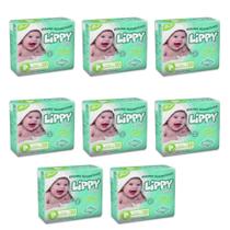Kit 8 fraldas infantis pacote com 20 tiras lippy baby p - total 160 fraldas