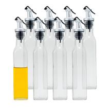 Kit 8 Galheteiro de Vidro Garrafa Porta Azeite 250ml Mesa com Bico Dosador Vinagre Lemis