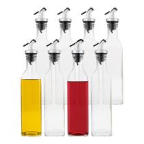 Kit 8 Galheteiro de Vidro Porta Azeite 500ml Garrafa Mesa com Bico Dosador Vinagre Lemis