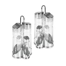 Kit 8 Galheteiro Organização Suporte Vidro Porta Azeite Condimentos Vinagre Tempero Cozinha Multiuso