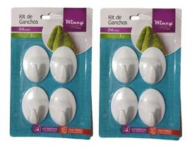 Kit 8 Gancho De Plastico Auto Adesivo 5x3cm Suporta 1 Kg