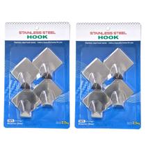 KIT 8 Ganchos Multiuso Aço Inox Gancho De Parede Auto Adesivo Suporta Até 2.5kg Discreto 3,5x3,5cm