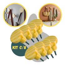 Kit 8 Ganchos Redondo De Pinus Pendurador Parede Cabideiro Kit 8 Ganchos Redondo De Pinus Pendurador Parede Cabideiro