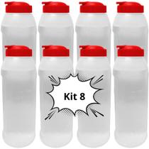 Kit 8 Garrafa de Agua Para Geladeira 1,6 Litros Gelada 1600ml Cozinha Água 1,6l Transparente Máxima Plast
