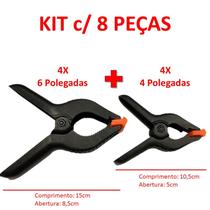 Kit 8 Grampos Pregador4x 4Pol + 4x 6Pol Garra Pinça Presilha Grampo Foto Marcenaria