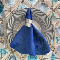 Kit 8 Guardanapo em Jacquard Azul Royal 40x40cm