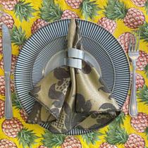 Kit 8 Guardanapo em Jacquard Preto e Dourado 40x40cm