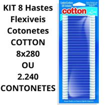 KIT 8 Hastes Flexiveis Cotonetes COTTON 8x280 OU 2.240 CONTONETES