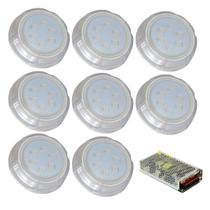 Kit 8 Hiper LED Piscina 9W Branco Policarbonato Alvenaria Kit 8 Hiper LED Piscina 9W Branco Policarbonato Alvenaria