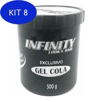 Kit 8 Infinity Hair Exclusivo Gel Cola Sem Álcool 500G