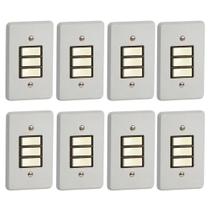 Kit 8 Interruptor Simples Horizontal 10a/250v Cinza Pial Kit 8 Interruptor Simples Horizontal 10a/250v Cinza Pial