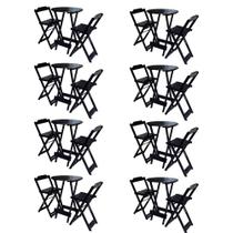 Kit 8 Jogos de Mesa Bistrô de Madeira com 2 Cadeiras Dobravel Ideal para Bar e Restaurante Preto Kit 8 Jogos de Mesa Bistrô de Madeira com 2 Cadeiras Dobravel Ideal para Bar e Restaurante Preto