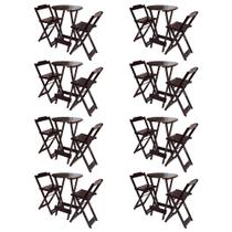 Kit 8 Jogos de Mesa Bistrô de Madeira com 2 Cadeiras Dobravel Ideal para Bar e Restaurante Tabaco