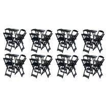 Kit 8 Jogos de Mesa Bistrô de Madeira com 4 Cadeiras Dobravel Ideal para Bar e Restaurante Preto Kit 8 Jogos de Mesa Bistrô de Madeira com 4 Cadeiras Dobravel Ideal para Bar e Restaurante Preto