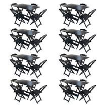 Kit 8 Jogos de Mesa com 4 Cadeiras de Madeira Dobravel 120x70 para Bar e Restaurante - Preto Kit 8 Jogos de Mesa com 4 Cadeiras de Madeira Dobravel 120x70 para Bar e Restaurante - Preto
