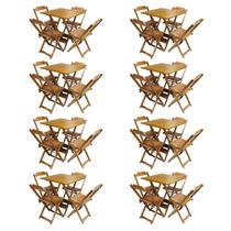 Kit 8 Jogos de Mesa com 4 Cadeiras de Madeira Dobravel 70x70 Ideal para Bar e Restaurante - Mel Kit 8 Jogos de Mesa com 4 Cadeiras de Madeira Dobravel 70x70 Ideal para Bar e Restaurante - Mel