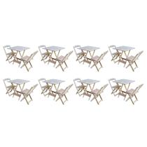Kit 8 Jogos de Mesa Dobravel com 2 Cadeiras de Madeira 70x70 Ideal para Bar e Restaurante - sem Pint Kit 8 Jogos de Mesa Dobravel com 2 Cadeiras de Madeira 70x70 Ideal para Bar e Restaurante - sem Pint