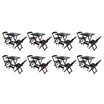 Kit 8 Jogos de Mesa Dobravel com 2 Cadeiras de Madeira 70x70 Ideal para Bar e Restaurante - Tabaco Kit 8 Jogos de Mesa Dobravel com 2 Cadeiras de Madeira 70x70 Ideal para Bar e Restaurante - Tabaco