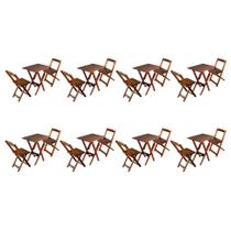 Kit 8 Jogos de Mesa Dobravel Compacta 68x43 Cm com 2 Cadeiras para Restaurante - Imbuia Kit 8 Jogos de Mesa Dobravel Compacta 68x43 Cm com 2 Cadeiras para Restaurante - Imbuia