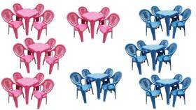 Kit 8 Jogos Mesas Cadeiras Infantil Estudo Creche Azul/rosa Distribuidor Autorizado