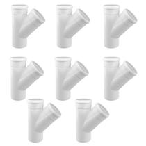 Kit 8 Junção Simples Em Y 50mm Esgoto Branco Conexão Kit 8 Junção Simples Em Y 50mm Esgoto Branco Conexão