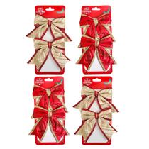 Kit 8 Laços Natalino Vermelho Dourado Enfeite Arvore Natal Kit 8 Laços Natalino Vermelho Dourado Enfeite Arvore Natal