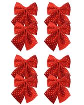 Kit 8 Laços Veludo Vinho Decorados Bolinhas Prata Natal 12x13cm - Magizi Kit 8 Laços Veludo Vinho Decorados Bolinhas Prata Natal 12x13cm - Magizi