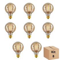 Kit 8 Lâmpada Filamento Carbono G80 40w Branco Quente Bivolt Kit 8 Lâmpada Filamento Carbono G80 40w Branco Quente Bivolt